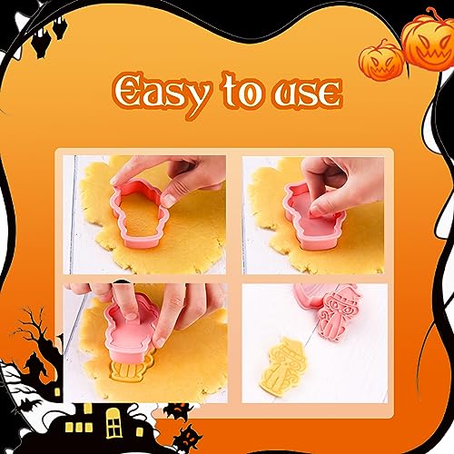 24pcs Halloween Cookie Cutters Stamps Biscuit Baking Tools Embossing Cookie Molds - style: Halloween