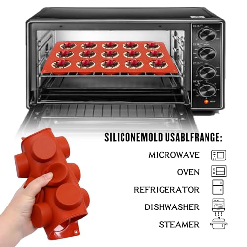 FUGZAUD 2PACK Silicone Cylinder Molds,15-Cavity Round Candy Chocolate Mold, Handmade Soap Silicone Mould, for Mini Muffin, cake,Jelly, Dessert, Ice Cube