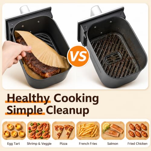 100Pcs Air Fryer Liners for Ninja Dual Airfryer, 8x5.5 Inch Rectangle Disposable Air Fryer Parchment Paper for Ninja DZ201/ DZ401/ DZ550, Bella Slim Airfryer & More, Air Fryer Accessories - size: 100pcs