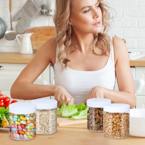 Plastic Jars with Lids,Airtight Container Ideal For Dry Food, Honey Jam, Peanut Butter,Cosmetics, Cream, Bathroom and Storage Included Extra Label and A Pen (30 PCS White Lids) - color: 30 PCS White Lids