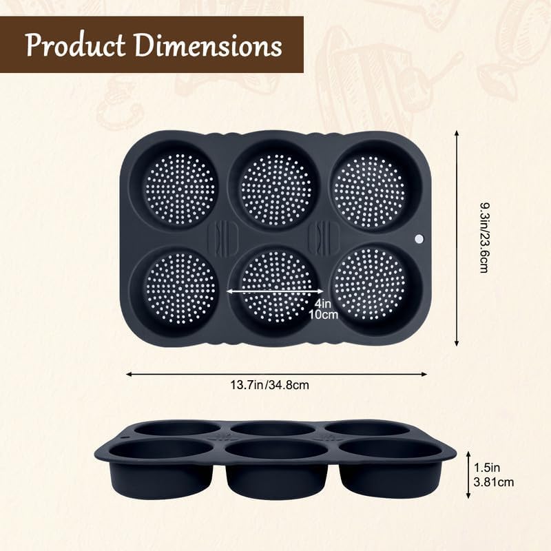 Hamburger Bun Pan,Silicone Hamburger Bun Mold - color: 6 Cavity