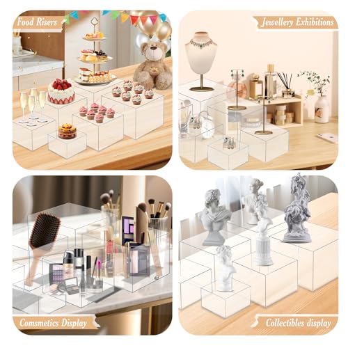 6 PCS Buffet Risers, Large Food Risers for Buffet Table, Dessert Display - color: Transparent, size: 10" 9" 8" 7" 6" 5"