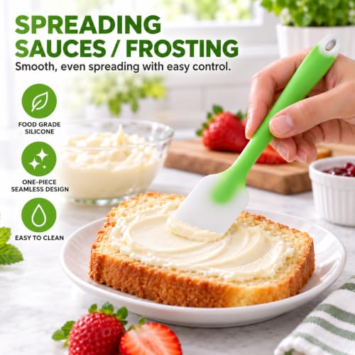 HiramWare Silicone Spatula Set of 4, Heat Resistant, Food Grade - size: 2 Large(Orange, Red) + 2 Small(Blue, Green)