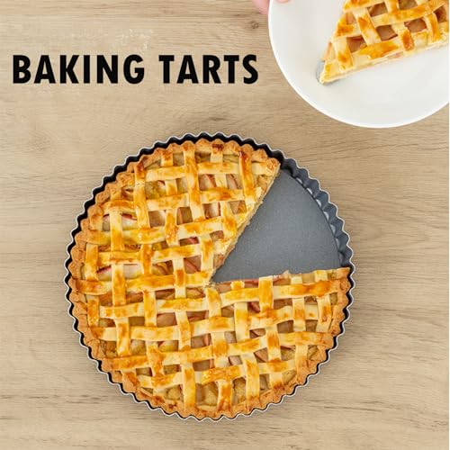11 x 2 Inches Deep Dish Tart Pan Set of 2, Nonstick Tall Tart Quiche Pan, Carbon Steel Deep-dish Pie Pan with Removable Loose Bottom for Baking Thanksgiving Christmas - size: 11 inch-2 Set