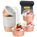 Free-Air 5oz Cupcake Pans with Dome Lids, Dot Cake Cups Mini Cake Tins - color: Champagne