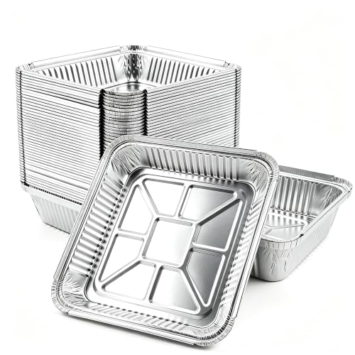 50 Pack 8x8 Aluminum Pans, Disposable Foil Pans, Square Aluminum Foil Tin Baking Cake Pans,Roasting Trays Disposable Food Containers Great for for Baking, Cooking, Heating, Storing, Prepping Food