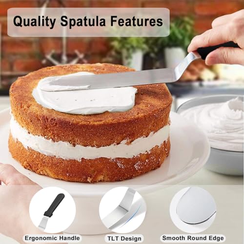 6" Small Angled+8” Straight Icing Spatula,Lmoszuak Professional food grade stainless steel cake spatula,with Sturdy & Durable Handle Spatula,Frosting smoother spatulas for cake decorating,Baking. - size: 6" Small Angled+8" Straight Icing Spatulas