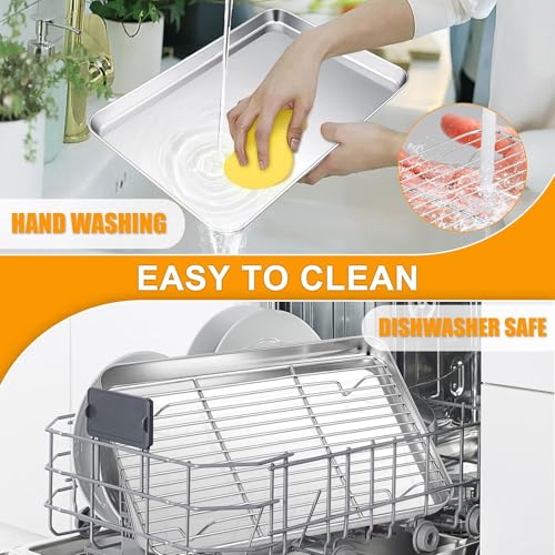 Homikit 10x8 Inch Small Stainless Steel Baking Sheet with Wire Cooling Rack - size: 10.4x8.1x1