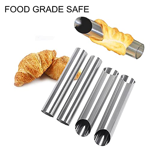 LiXiongBao 6 Pack Cannoli Tubes,Stainless Steel Cannoli Baking Mold,Forms Cream Roll Horn Mold for Danish Pastry,Cake,Croissant Shell - size: 6PCS-Diagonal Mode