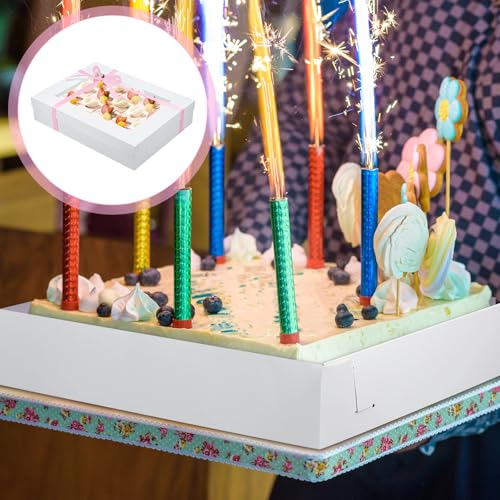 5 Set Full Sheet Cake Boxes with Cake Boards Window Pink Ribbon - color: Pink