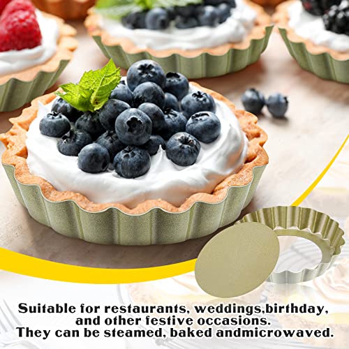 Tessco for you 16 Pcs Mini Tart Pans for Baking, Gold Round - size: 4 Inch (Round), style: Gold Round