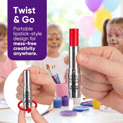 Blue Squid Red, White & Blue Face Paint Stick - Water based Body Paint for Adults & Kids - Vegan Hypoallergenic Twist-Up Non-Toxic Makeup Stick for Cosplay, & SFX (Red, White & Blue) - color: Red, White & Blue