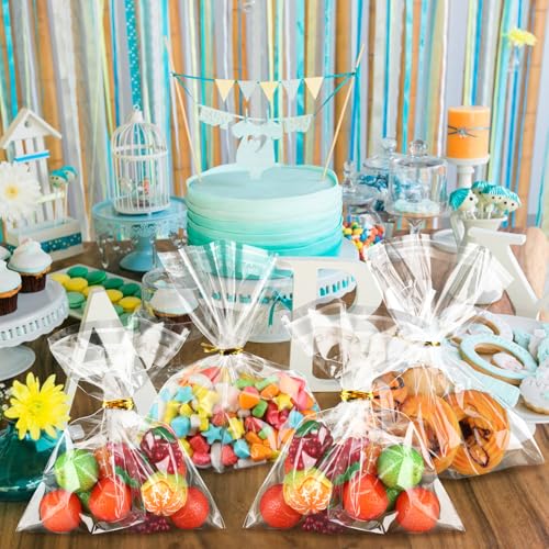 Self Sealing Cellophane Bags 7x7 Inches Cookie Bags Self Adhesive Clear Resealable Large Cookie Bags with Twist Ties for Gift Giving Party Favors Treat Bag 200 Pieces - size: 7x7 Inch