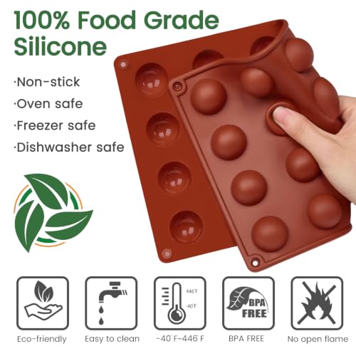 JOERSH Mini Semi Sphere Silicone Chocolate Molds, 2Pcs, 24-Cavity - color: 24 Mini (2 Pack)