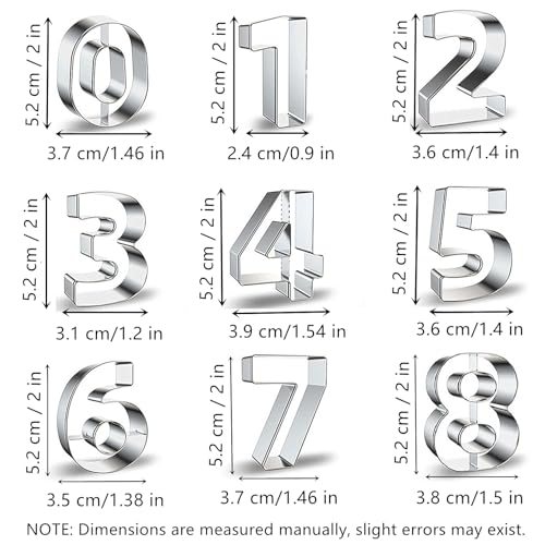 Comais Number Shaped Cookie Cutters Stainless Steel 9Pcs 2in Round Corners - size: 2-Inch Round Corners