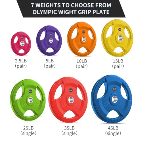 SPART 2-Inch Color Rubber Coated Olympic Grip Plate in Pairs or Single for Strength Training, Weightlifting and Bodybuilding, Solid Cast Iron Weight Plates for Barbell, 2.5LB/5LB/10LB/25LB/35LB/45LB, Two Years Warranty - color: 15LB PAIR