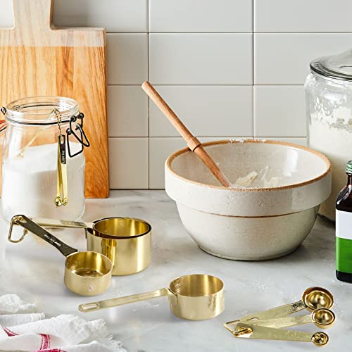 16 Pcs Stainless Steel Measuring Cups & Spoons Set, Gold - color: C - Gold, size: 16pcs