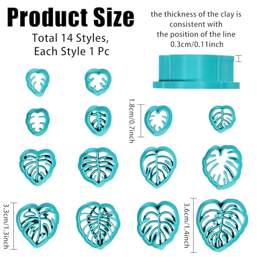 ORIGACH 14 Pcs Monstera Leaves Clay Cutters Set - style: Monstera Leaves