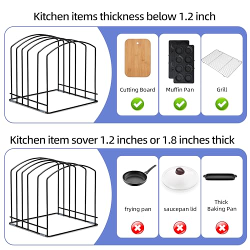 Cutting Board Organizer, Matte Black - size: 1 Pack | 2 Wide (1.38") & 3 Narrow (0.78") Slots