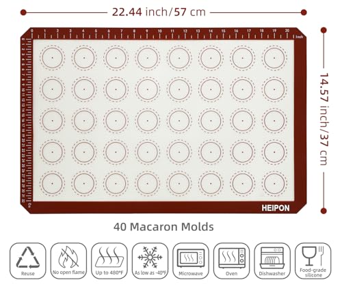 Macaron Silicone Baking Mats,22.44"Lx14.57"W (2, Red) - color: Red