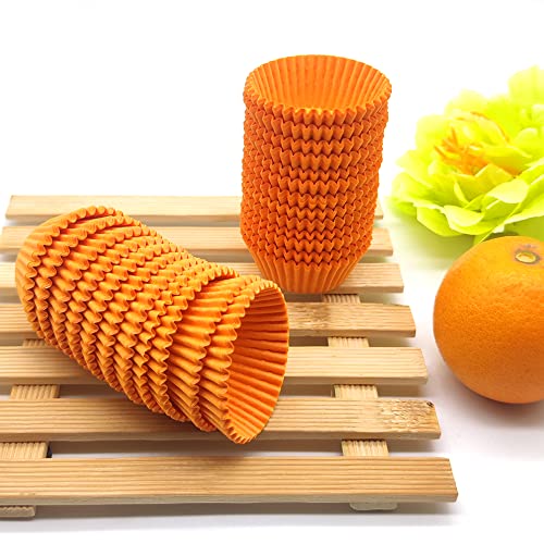 Orange Mini Cupcake Liners Natural Greaseproof Paper Muffin Baking Cups, 500-Count - color: Orange