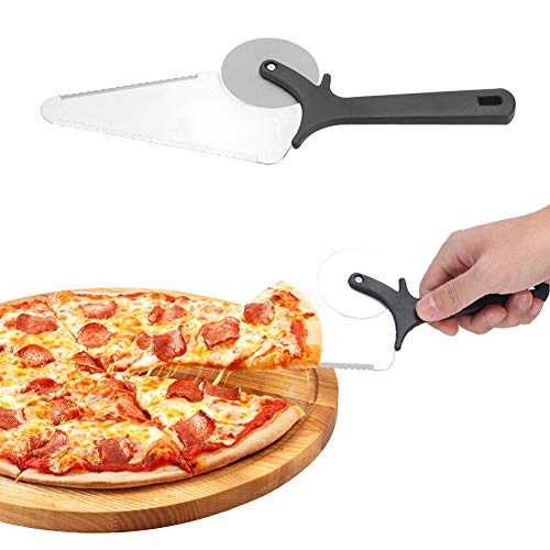 Pizza Spatula Stainless Steel Pizza Peel Multifunctional 2-in1 Pizza Cutter Shovel Professional Pastry Server Baking Tool