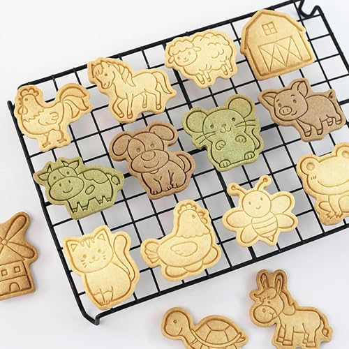 Barnyard Animal Cookie Cutters 8Pcs Rabbit Dog Cat Biscuit Molds for Baking - color: Farm B