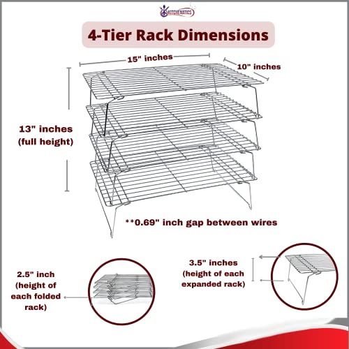 Kitchenatics 4-Tier Stackable Cooling Rack Space Saving Baking Set, 15x10" - size: 15’’ x 10’’ 4-Tier