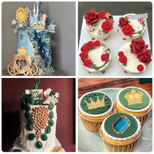 ZiXiang Baroque Frame Fondant Mold Rose Crown Gems Silicone Molds Set of 4 - color: Style E
