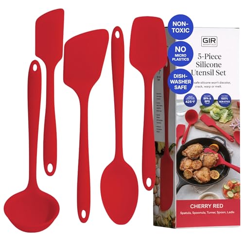 GIR: 5-Piece Silicone Essentials Kitchen Utensils Set – Cherry Red - color: Cherry Red, size: 5 - Piece Set