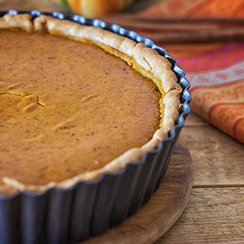 2 Pack 10 Inch Nonstick Tart Pan, Quiche Pan, Carbon Steel Deep-dish Pie Pan with Removable Loose Bottom Quiche Baking Dish - size: 10" x 2.2"