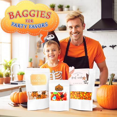 100 PCS Resealable Bags for Small Business, Trail Mix Bag|4.7x7.9in - color: White, size: 4.7x7.9in