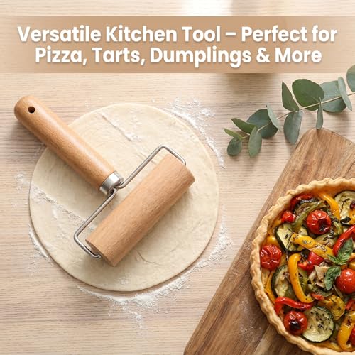 2 Pcs Wooden Dough Roller, Wooden Rolling Pin Set (2 Sizes)