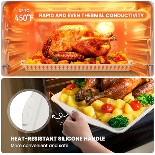 Kikcoin 22 PCS Nonstick Baking Pans Set, Stackable Bakeware Sets with Silicone Handles, 450°F Oven Safe Baking Sheet Set, Easy Release Cookie Sheets for Baking, Cream - color: Cream