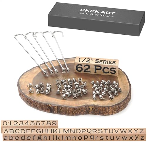 62Pcs 1/2" Custom Branding Iron for Wood, Leather Branding Stamp - size: 62PCS 1/2" Number/Uppercase&Lowercase Letters Set