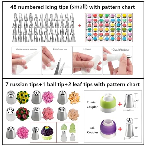 Cake Decorating Kit, 387 Pcs Baking Supplies (Pink)