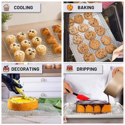 TeamFar Cooling Rack, 18.8”x12.6” Stainless Steel Baking Grid Wire Rack - size: 18.8 x 12.6- Inch