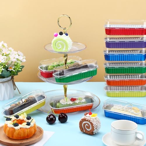 Blushtier 150 Pcs Mini Loaf Pan with Lid & Spoon, Rainbow Color - color: Rainbow Color