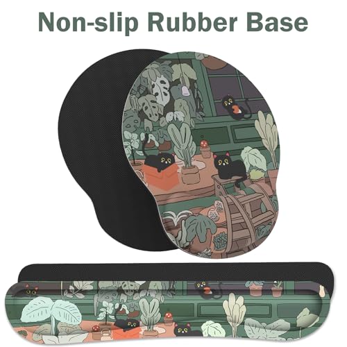 Ergonomic Mouse Pad with Wrist Rest and Keyboard Wrist Rest, Mousepad - color: Cute Cat