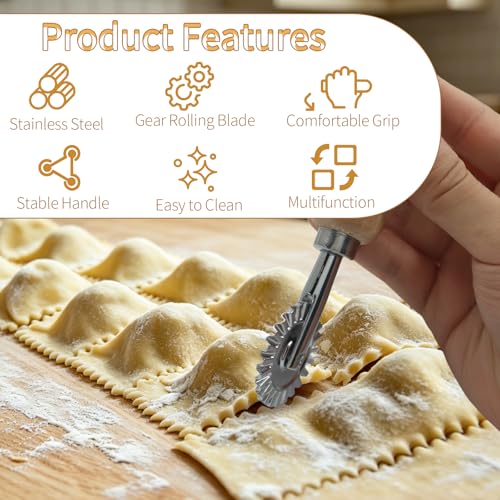 2Pcs Single Wheel Pastry Cutter, Short Handle - size: Short Handle