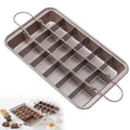Brownie Pan with Dividers, Non-Stick 18 Pre-cut Crispy Edges, Carbon Steel - color: Gold