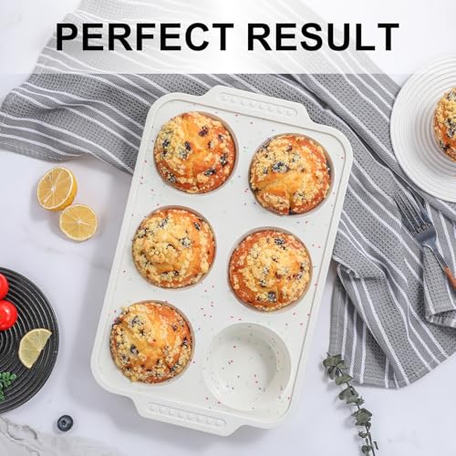 Vinino Silicone Jumbo Muffin Pan with Reinforced Frame for Oven, BPA-Free - size: Jumbo: 6-Cup x 2 Pcs