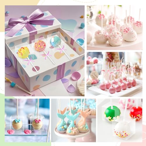 35 Set Cake Pop Boxes with Paper Sticks, Clear Treat Container and Wrap Kit - size: 35 Pack