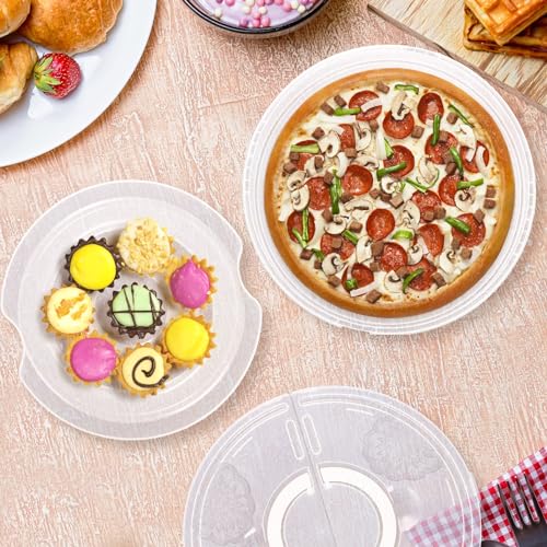 Lawei 2 Pack 12 Inch Food Storage Container with Lid and Handle, 2 Compartment Leak-Proof Pie Carrier & Pizza Keeper, Reusable Pizza Storage Container for Cake, Cheesecake, Tortilla, Picnic, Pastry