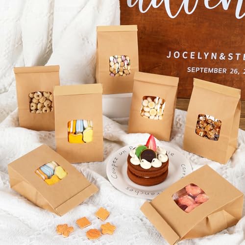 Moretoes 100pcs Small Bakery Cookie Bags with Seal,3.5x2.3x6.8In Treat Bags - size: 3.5*2.3*6.7inch