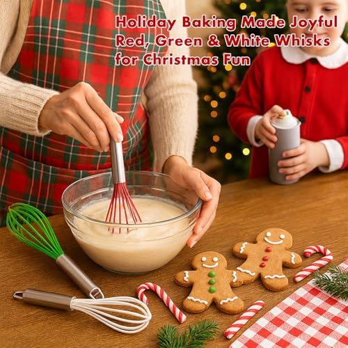 OYV Christmas Whisk Set of 3, 8/10/12 Inch, Holiday Red/Green/White - color: Red+Green+White