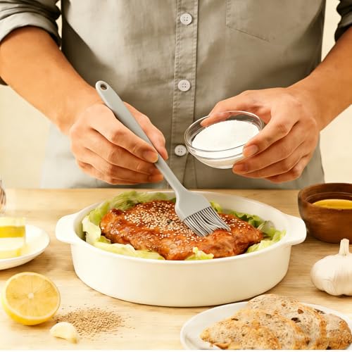 Silicone Baking Tools Set 6-Piece Kitchen Mixing Spatula Turner Brush Cake Spreader, Grizzly - color: Grizzly