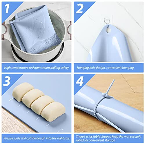 Silicone Pastry Non Stick Baking Mat 20"*16" Dough Rolling Edge Heightening - color: Blue, size: 20"L x 16"W