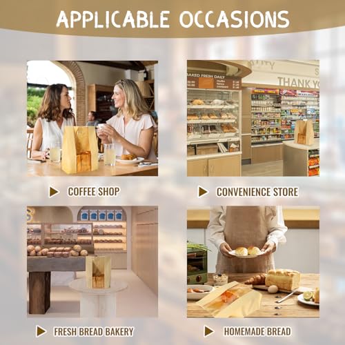 WIKDAY Bread Bags for Homemade Bread 50PCS Sourdough Bakery Bag with Window - size: Large Size (8.3" x 3.5" x 13.7") with Stickers A