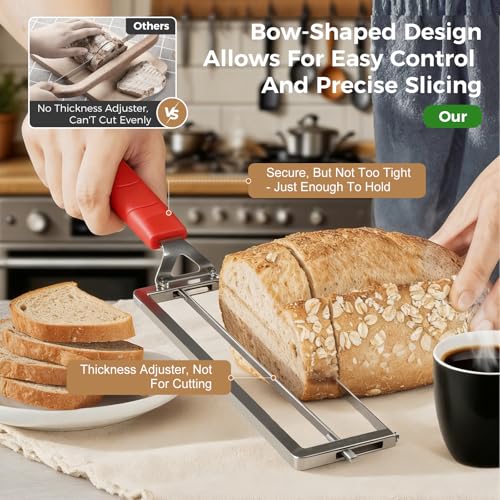 Upgraded Adjustable Bread Knife for Homemade Bread,Stainless Bread Slicer